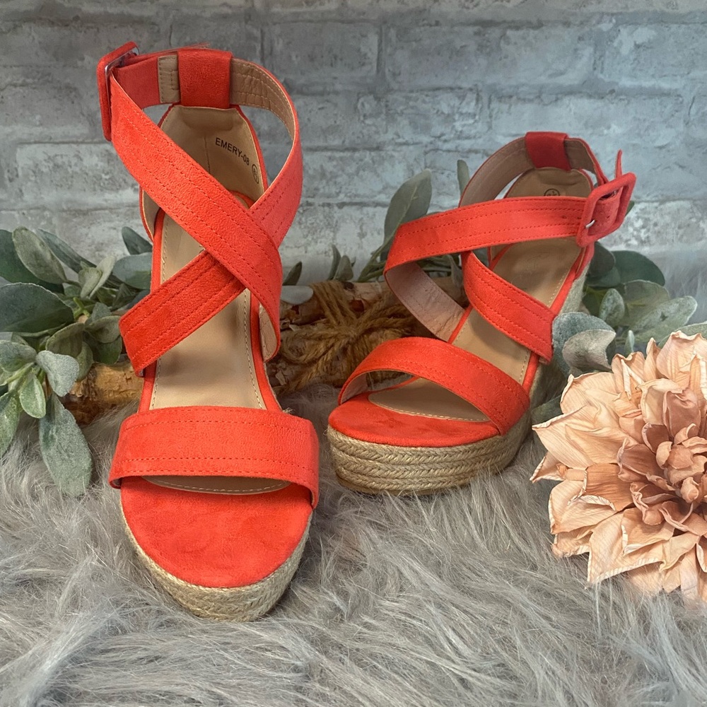 Coral wedge heels